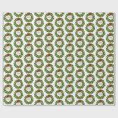 prettige feestdagen Festive Holiday WreatPattern Cadeaupapier (Vlak)