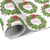 prettige feestdagen Festive Holiday WreatPattern Cadeaupapier (Rol Hoek)