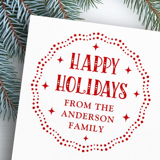 Prettige feestdagen Festive lettertype stip rand r Rubberstempel