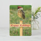 prettige feestdagen Festive Owl Card groot 5 x 7 Feestdagenkaart (Staand voorkant)