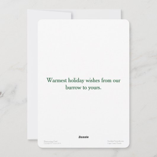 prettige feestdagen Festive Owl Card groot 5 x 7 Feestdagenkaart (Achterkant)