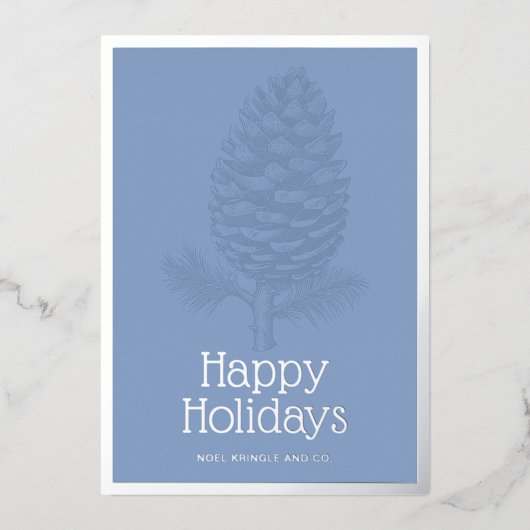 Prettige feestdagen Fir Pinecone Modern Blue Corpo (Voorkant)