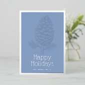 Prettige feestdagen Fir Pinecone Modern Blue Corpo (Staand Voorkant)