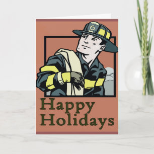 prettige feestdagen Fireman Kaart