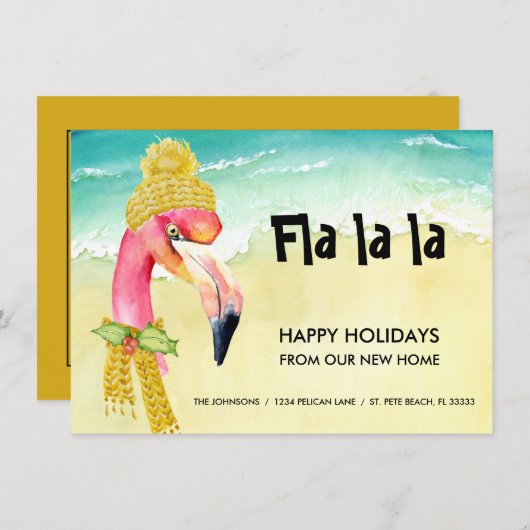 Prettige feestdagen Flamingo Aankondiging (Voorkant / Achterkant)