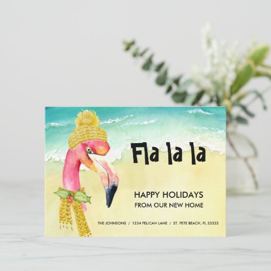 Prettige feestdagen Flamingo Aankondiging (Staand voorkant)