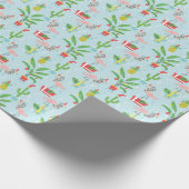 prettige feestdagen | Flamingo & Pineappelpatroon Cadeaupapier (Hoek)