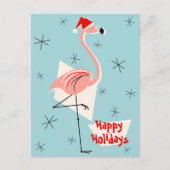 Prettige feestdagen Flamingo Santa Blue (Voorkant)