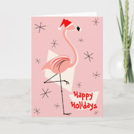 Prettige feestdagen Flamingo Santa Pink