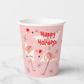 Prettige feestdagen Flamingo Santa Pink Papieren Bekers (Voorkant)
