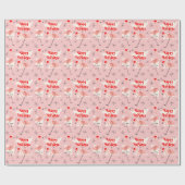 Prettige feestdagen Flamingo Santas Pink Cadeaupapier (Vlak)