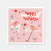 Prettige feestdagen Flamingo Santas Roze Servetten (Voorkant)