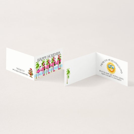 Prettige feestdagen Flamingo Style #holidayZ Kaart (Binnen en buitenkant)