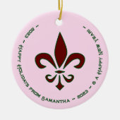 Prettige feestdagen Fleur De Lis Keramisch Ornament (Voorkant)