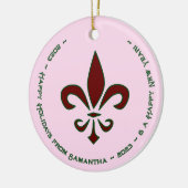 Prettige feestdagen Fleur De Lis Keramisch Ornament (Links)