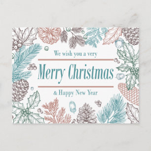 prettige feestdagen Floral   Fotovakantiekaart