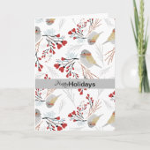 prettige feestdagen Floral Grey Red Hearts Kaart (Voorkant)