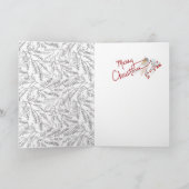 prettige feestdagen Floral Grey Red Hearts Kaart (Binnen)