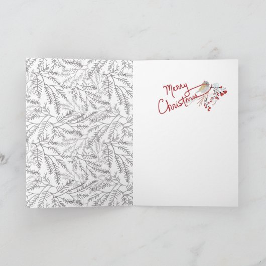 prettige feestdagen Floral Grey Red Hearts Kaart (Binnen)