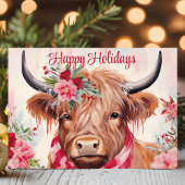 Prettige feestdagen Floral Highland Koe Christmas