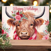 Prettige feestdagen Floral Highland Koe Christmas