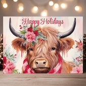 Prettige feestdagen Floral Highland Koe Christmas