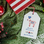 Prettige feestdagen Floral Reindeer Cadeaulabel