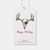 Prettige feestdagen Floral rendier schedel stier s Cadeaulabel (Voorkant)