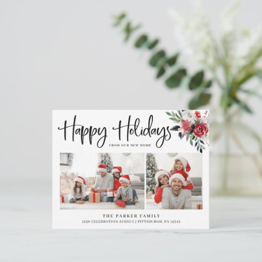 prettige feestdagen | Florale adreswijziging Foto (Staand voorkant)