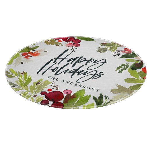 prettige feestdagen florale waterverf snijplank (Hoek)