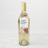 prettige feestdagen floremschrift waterverf flessenhanger (Op fles)