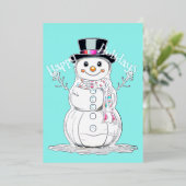 Prettige feestdagen Folie Leuke Sneeuwman (Staand Voorkant)