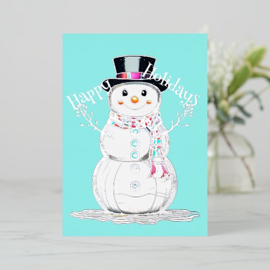 Prettige feestdagen Folie Leuke Sneeuwman (Staand Voorkant)