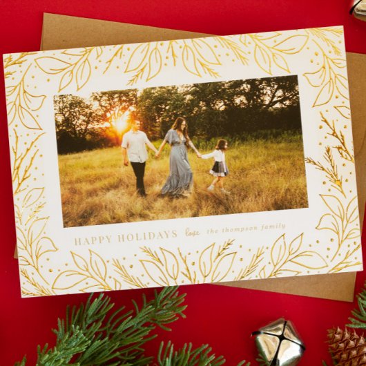 prettige feestdagen Forest Foliage Gold Foil-fotok