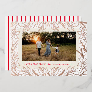 prettige feestdagen Forest Foliage Red Rose Gold P