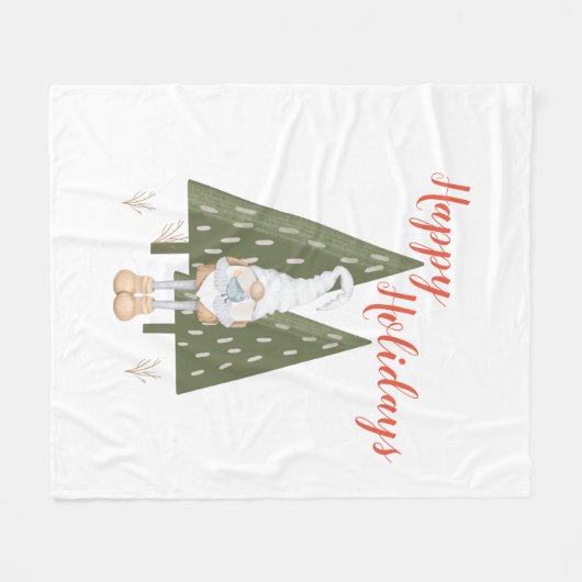 Prettige feestdagen Forest Gnome Fleece Deken (Voorkant (Horizontaal))