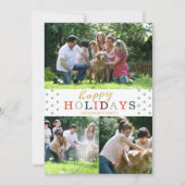 Prettige feestdagen Foto 3 Collage Mint Polka Dot Feestdagenkaart (Voorkant)