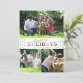 Prettige feestdagen Foto 3 Collage Mint Polka Dot Feestdagenkaart (Staand voorkant)