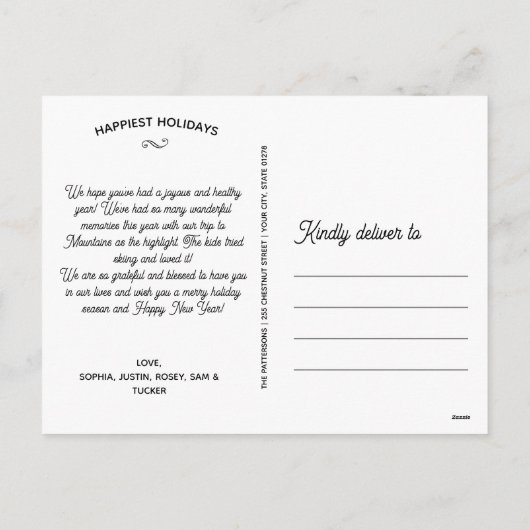 Prettige feestdagen Foto Boog, Leuke Doodle tekeni (Achterkant)