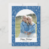 Prettige feestdagen Foto Boog, Leuke Doodle tekeni Feestdagenkaart (Voorkant)