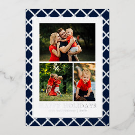 Prettige feestdagen Foto Collage Blauw Check Kerst