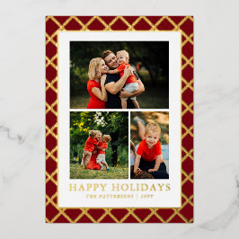 Prettige feestdagen Foto Collage Red Check Kerst