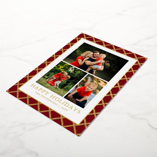 Prettige feestdagen Foto Collage Red Check Kerst (Gedraaid)