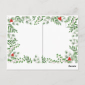 prettige feestdagen Foto Custom Holly Greenery Briefkaart (Achterkant)