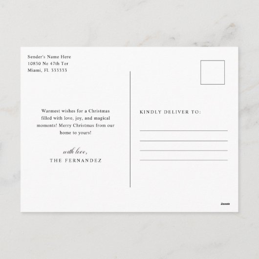 Prettige Feestdagen Foto Elegant Schrift (Achterkant)