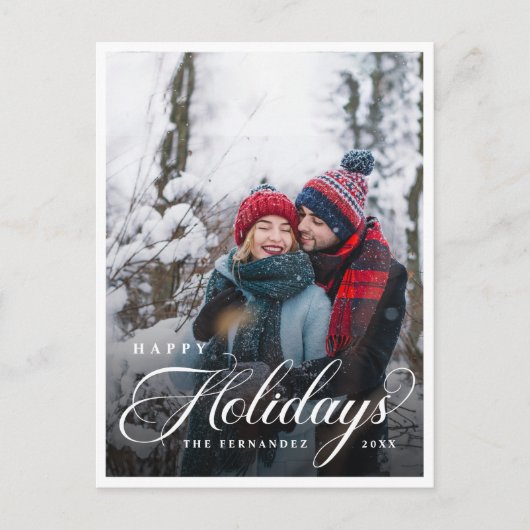 Prettige Feestdagen Foto Elegant Schrift (Voorkant)