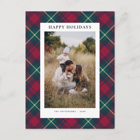 Prettige feestdagen Foto Fun Classic Plaid Modern (Voorkant)