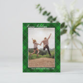 prettige feestdagen Foto Green Tartan Style Briefkaart (Staand voorkant)