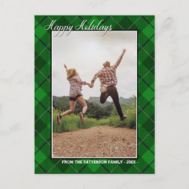 prettige feestdagen Foto Green Tartan Style Briefkaart