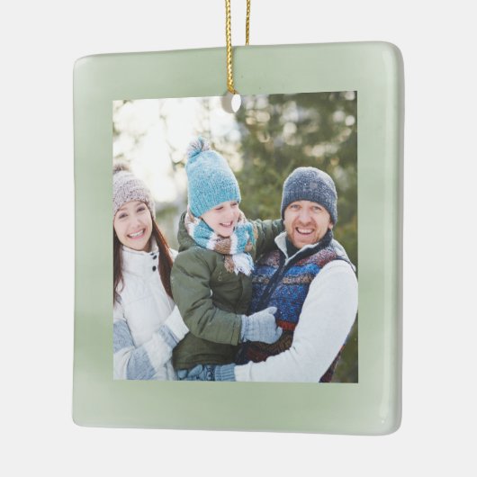 Prettige feestdagen Foto Groen Script Eenvoudig Keramisch Ornament (Links)